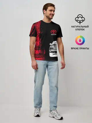 Мужская базовая футболка / Тойота | Красные следы