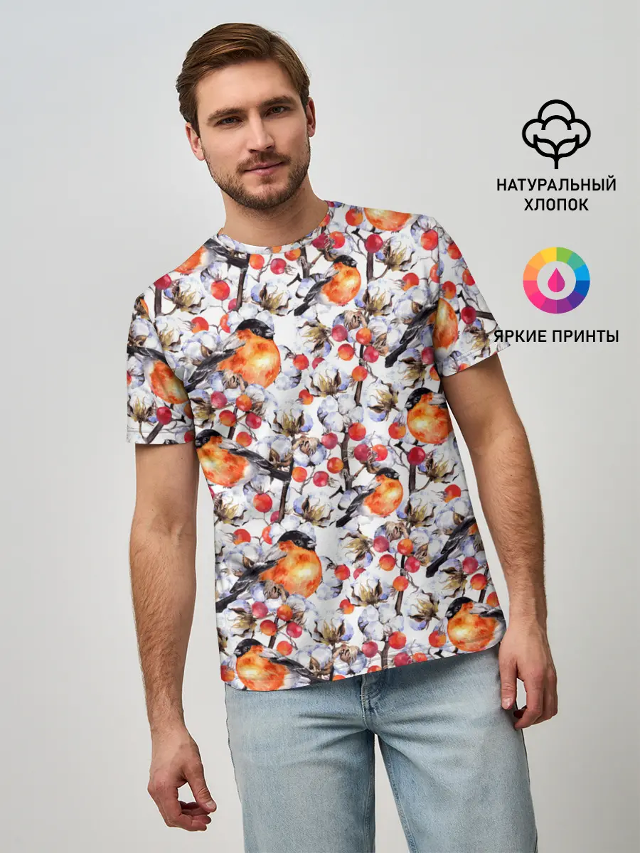 Мужская базовая футболка / Снегири