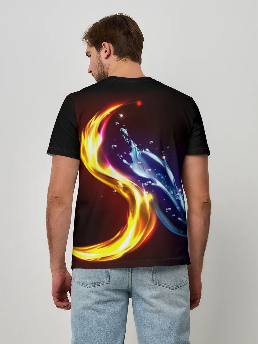 Мужская базовая футболка / ОГОНЬ И ВОДА