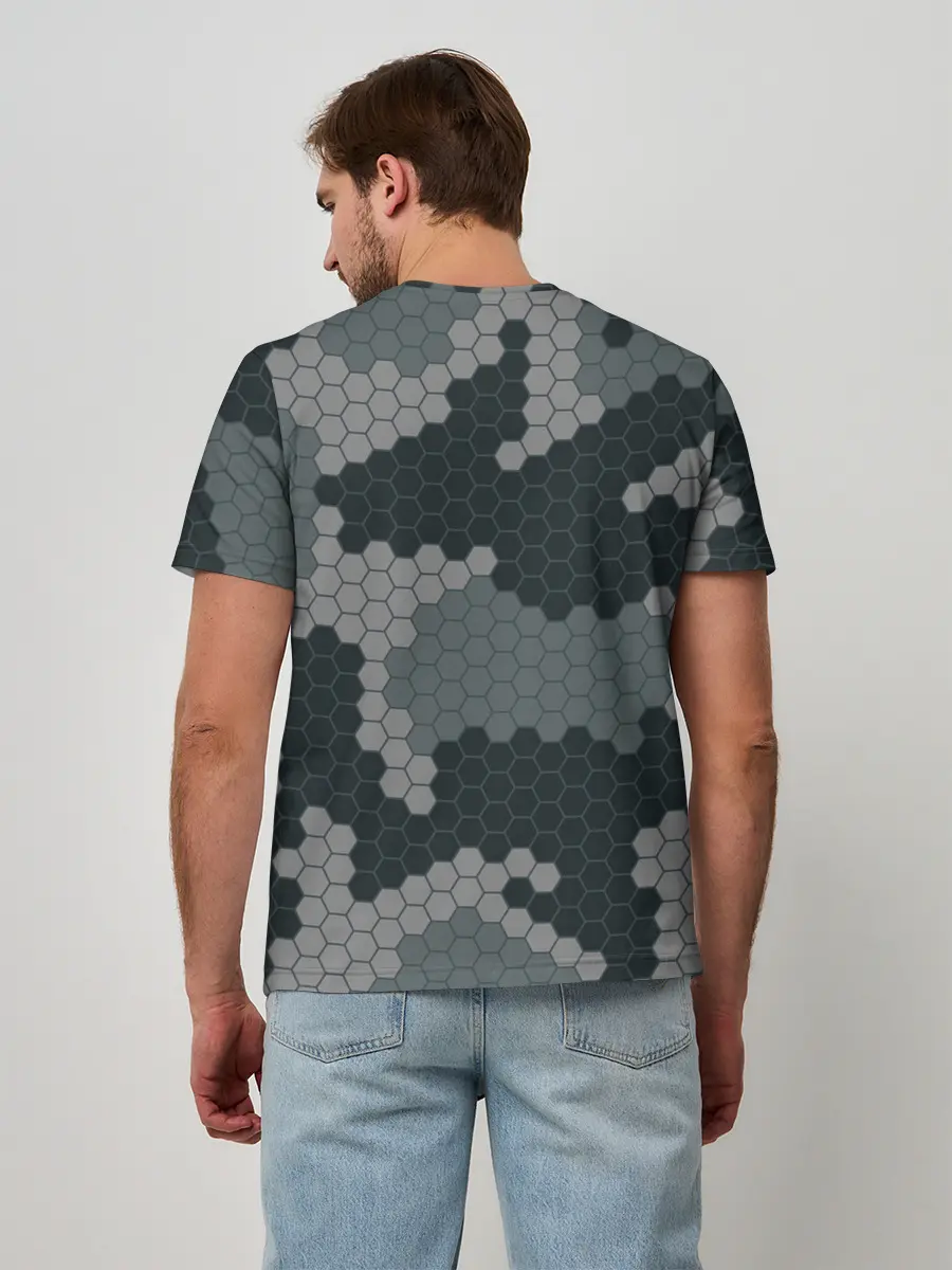 Мужская базовая футболка / КАМУФЛЯЖ СОТЫ