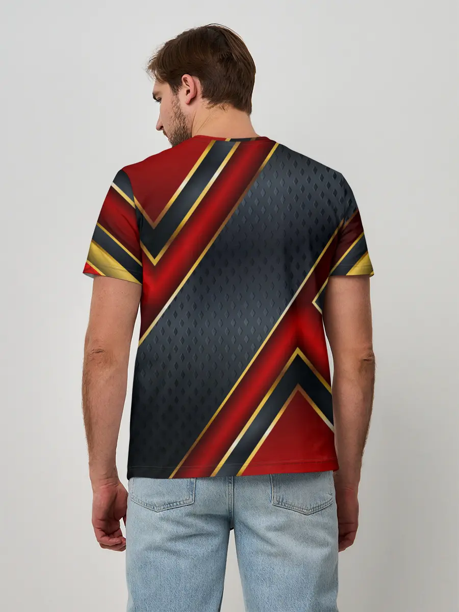 Мужская базовая футболка / Black & Red 3D