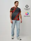 Мужская базовая футболка / Black & Red 3D