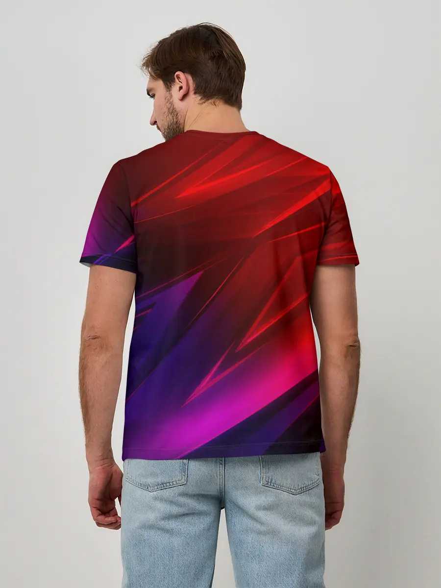 Мужская базовая футболка / NEON GEOMETRY STRIPES