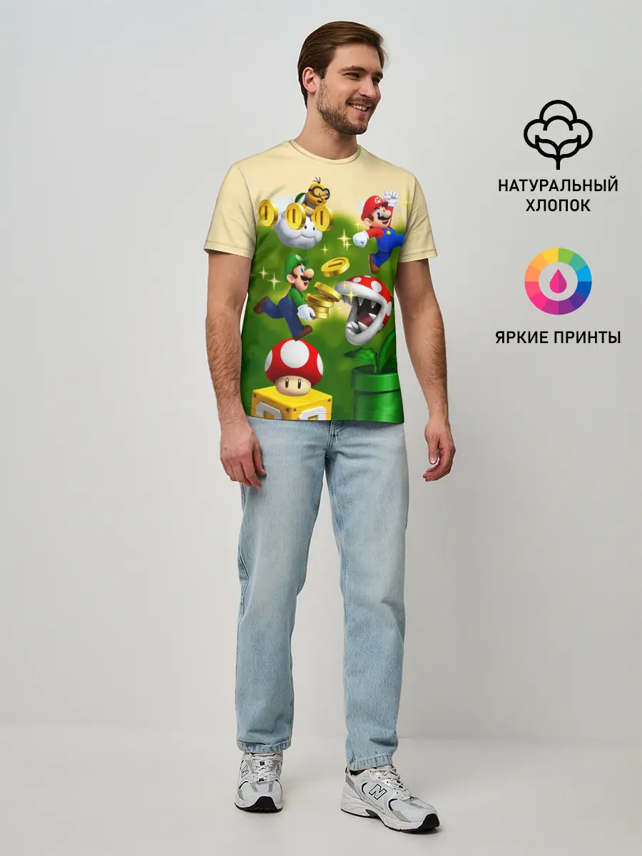 Мужская базовая футболка / Mario Coins