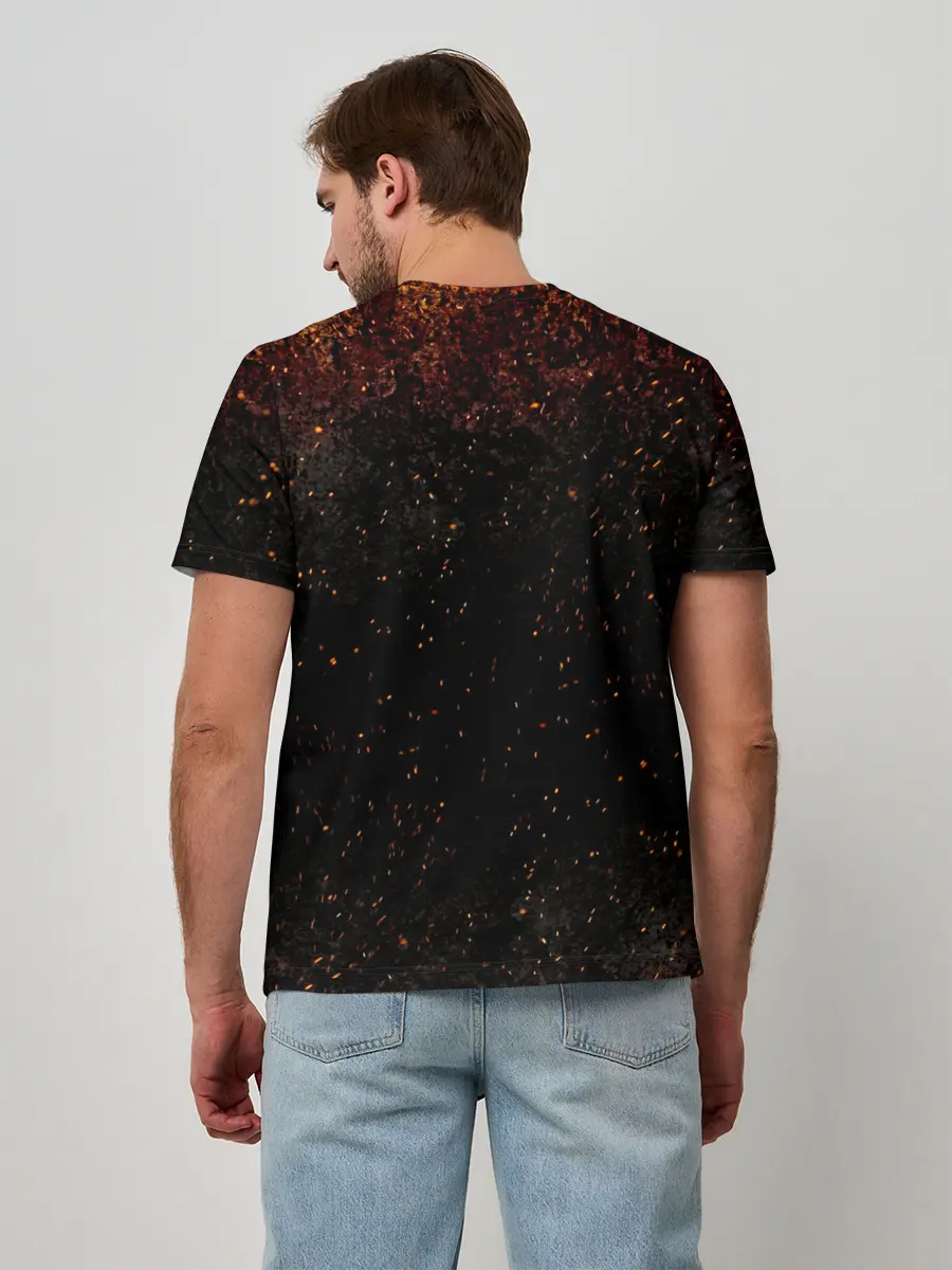 Мужская базовая футболка / Сайтама в огне | One Punch-Man