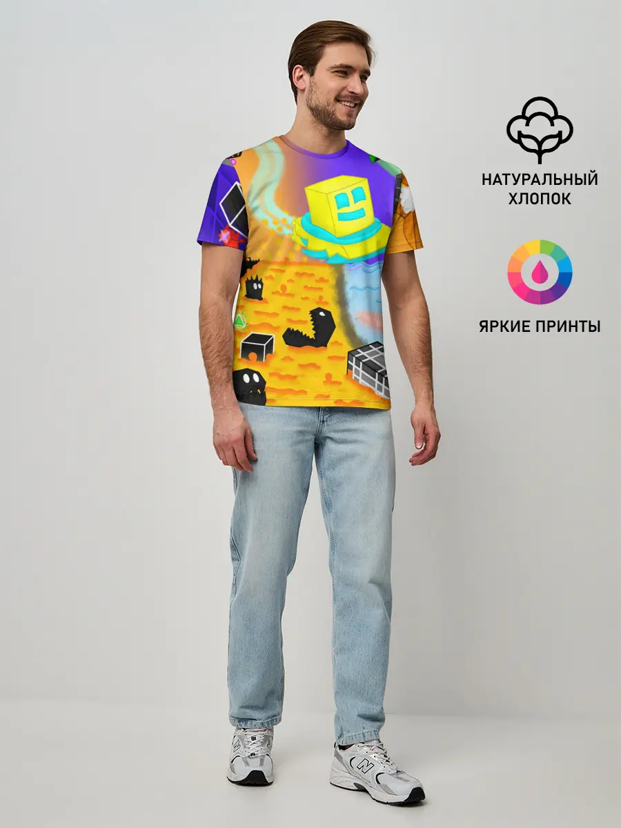 Мужская базовая футболка / Geometry Dash | RobTop