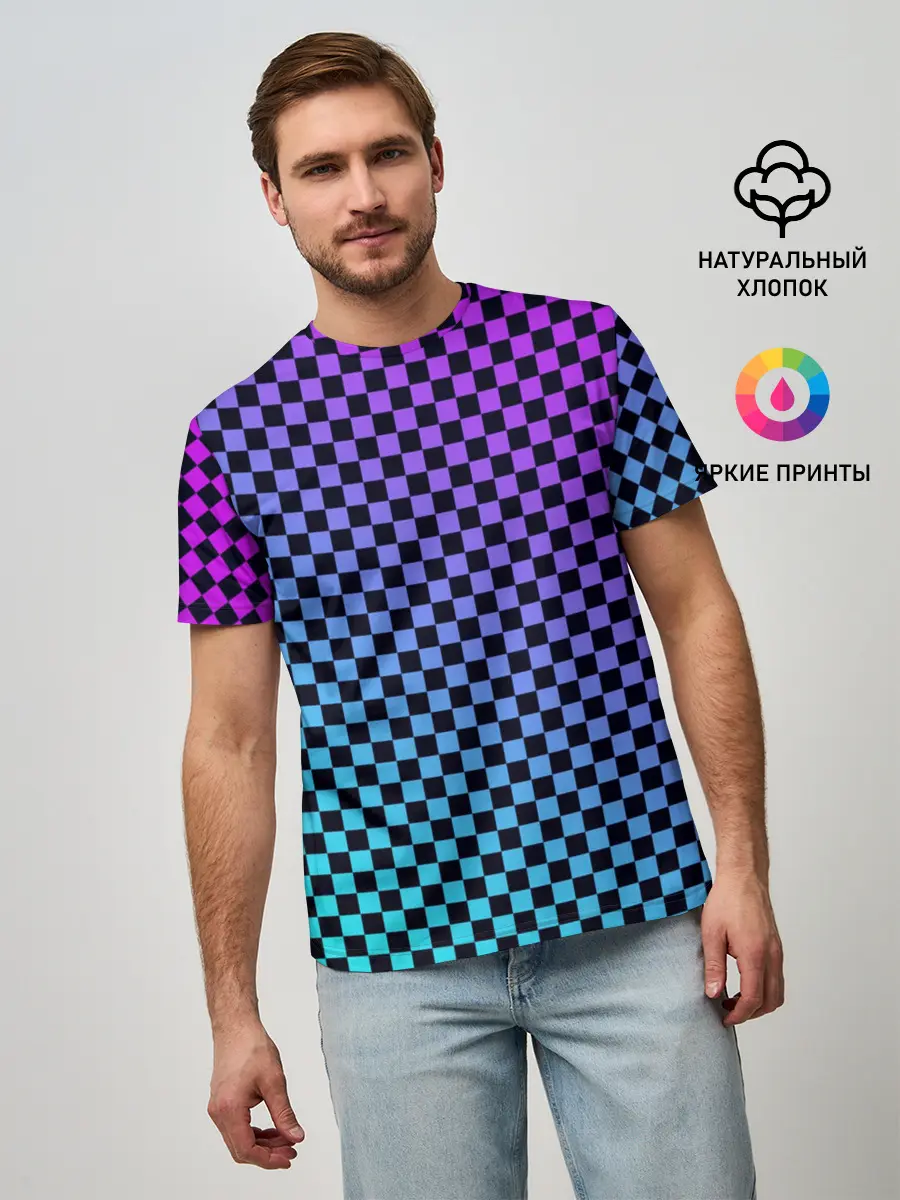 Мужская базовая футболка / Checkerboard gradient