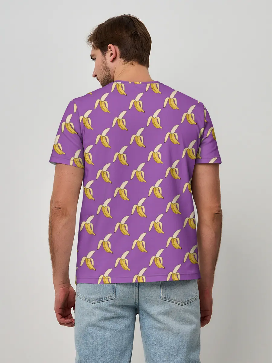 Мужская базовая футболка / Бананы на лиловом паттерн