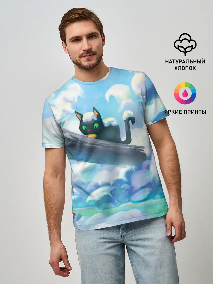 Мужская базовая футболка / Снежный котенок