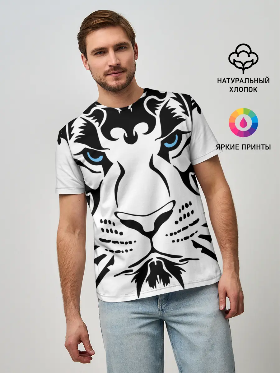 Мужская базовая футболка / Водяной голубоглазый тигр