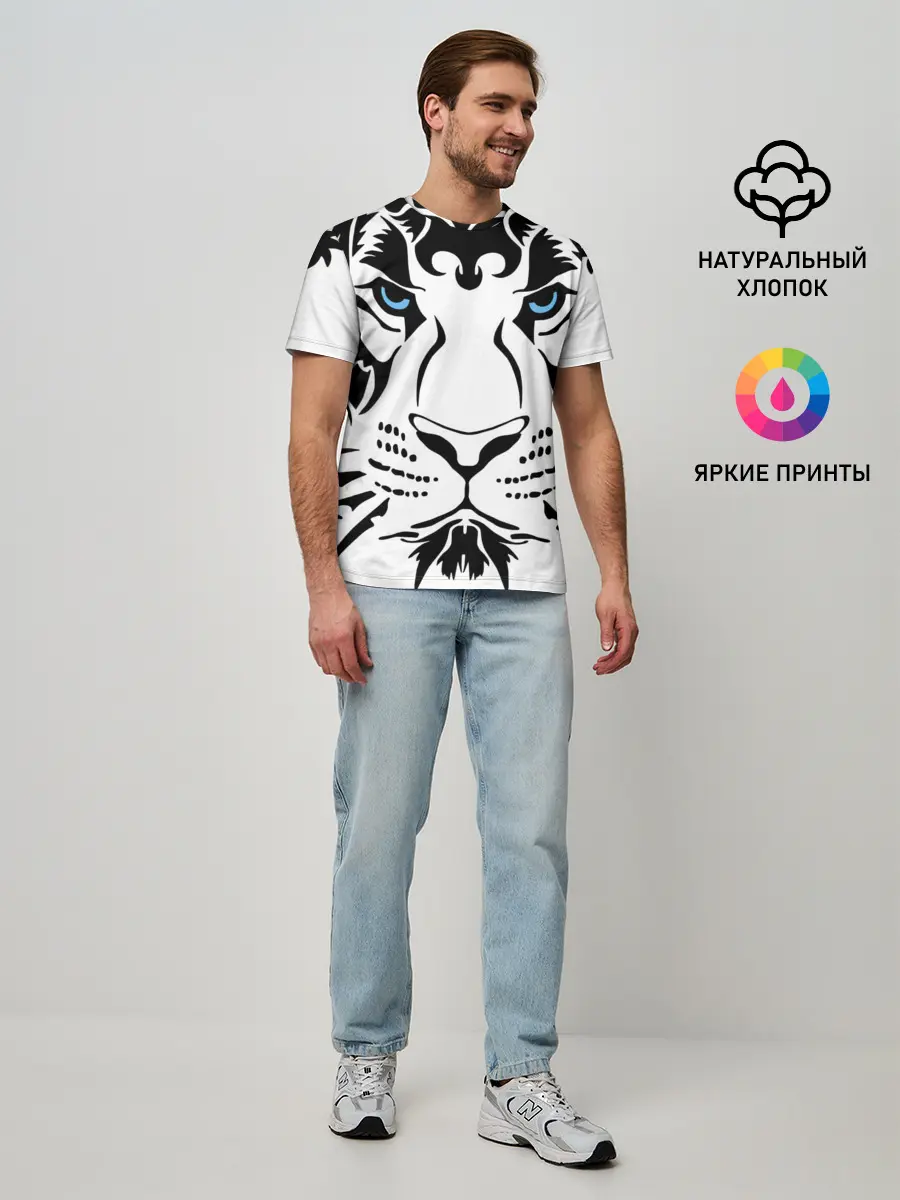 Мужская базовая футболка / Водяной голубоглазый тигр
