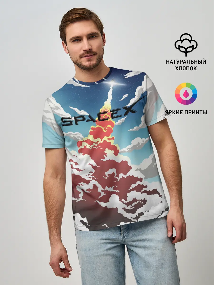 Мужская базовая футболка / Ракета | SpaceX