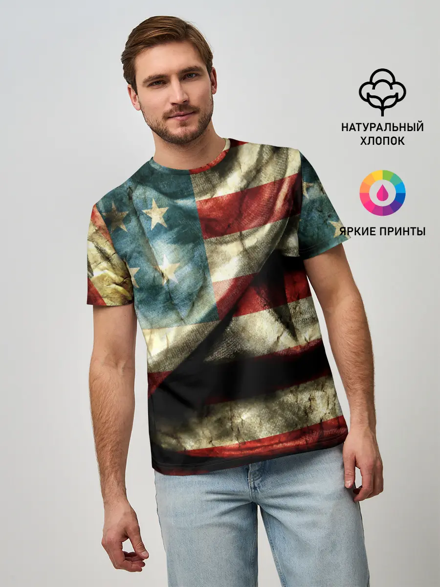 Мужская базовая футболка / USA 3D