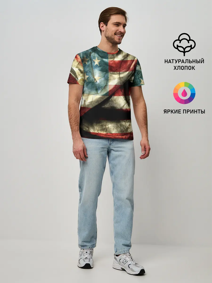 Мужская базовая футболка / USA 3D