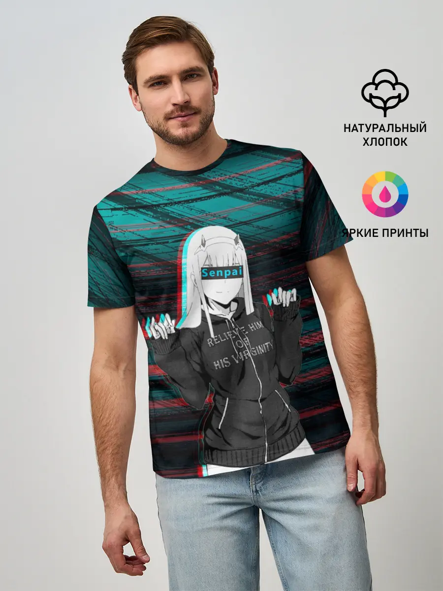 Мужская базовая футболка / Zero Two Glitch