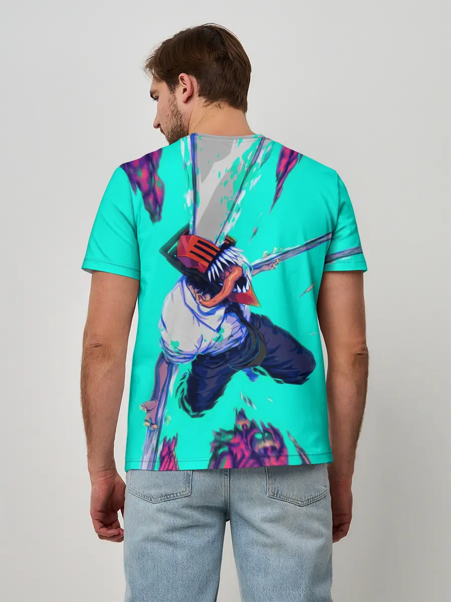 Мужская базовая футболка / ЧЕЛОВЕК БЕНЗОПИЛА ДЕНДЖИ