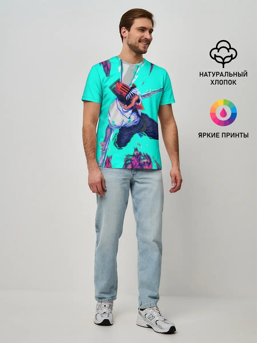 Мужская базовая футболка / ЧЕЛОВЕК БЕНЗОПИЛА ДЕНДЖИ