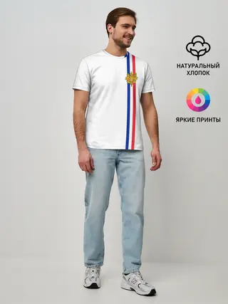 Мужская базовая футболка / Франция, лента с гербом