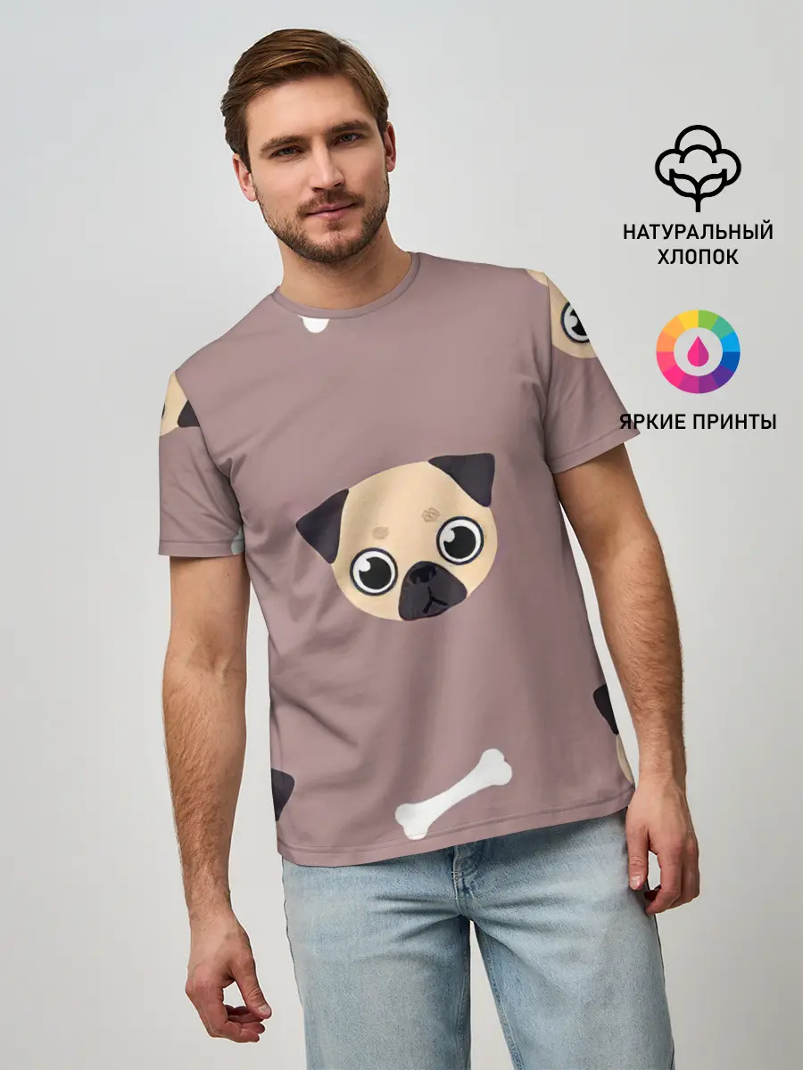 Мужская базовая футболка / Мопсины мордашки