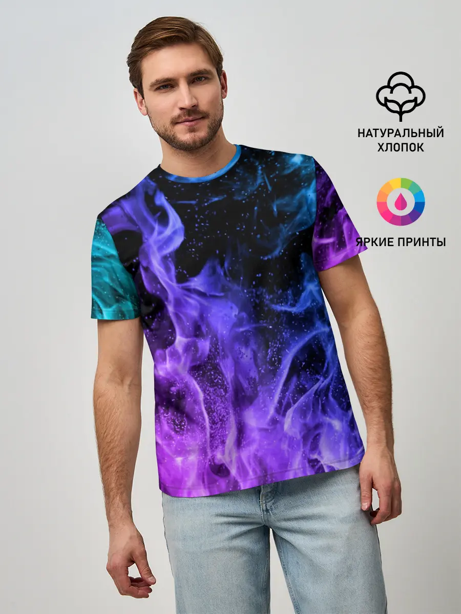 Мужская базовая футболка / ОГОНЬ НЕОН