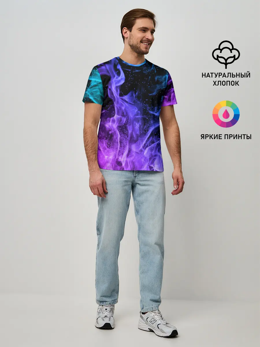 Мужская базовая футболка / ОГОНЬ НЕОН