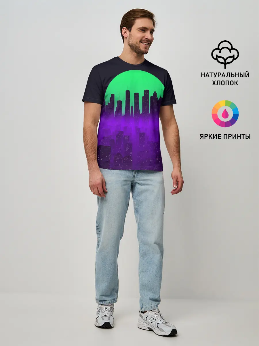Мужская базовая футболка / НЕОНОВЫЙ ГОРОД
