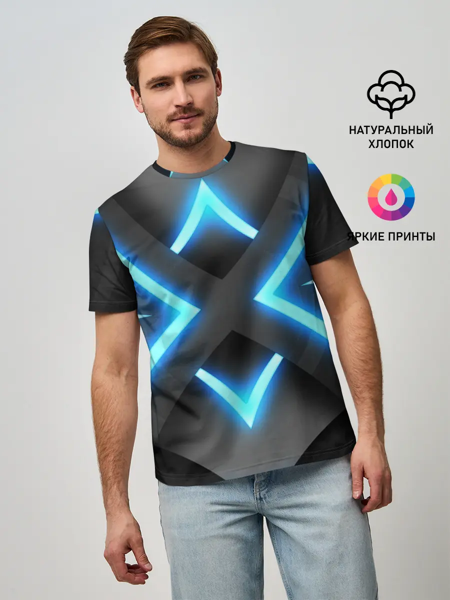 Мужская базовая футболка / НЕОНОВЫЕ СТРЕЛКИ 3D