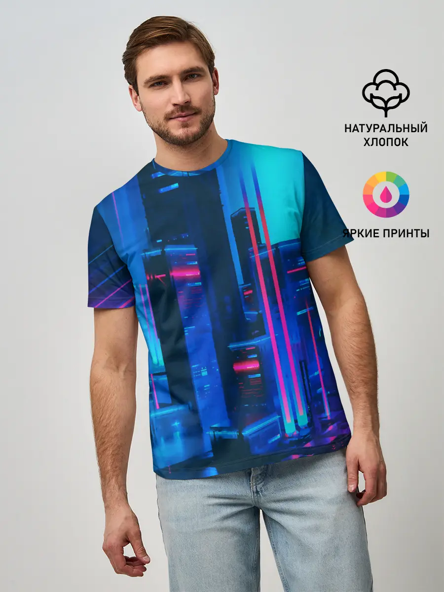 Мужская базовая футболка / НОЧНОЙ ГОРОД