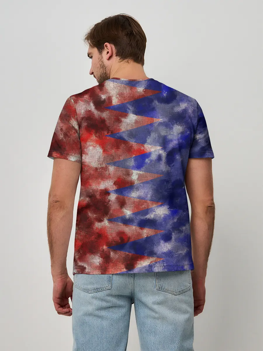 Мужская базовая футболка / Сине-Красные Разводы