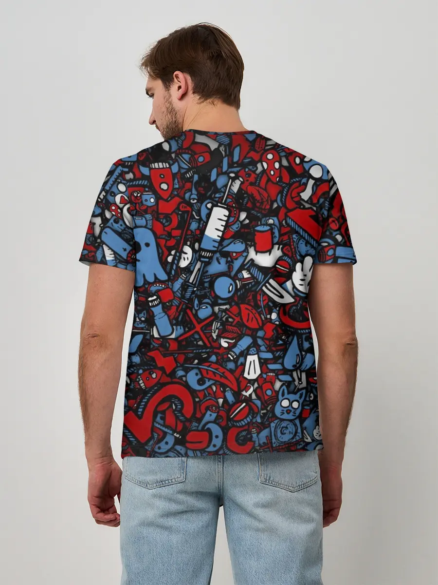 Мужская базовая футболка / RedBlue stikers