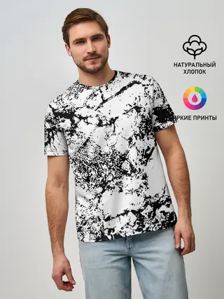 Мужская базовая футболка / Эффект линогравюры