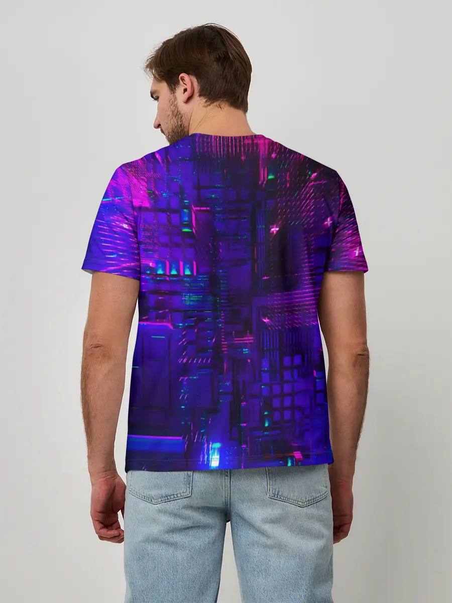 Мужская базовая футболка / NEON CUBES