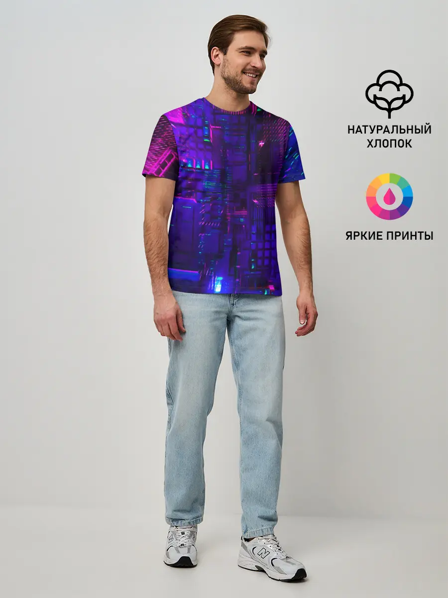 Мужская базовая футболка / NEON CUBES