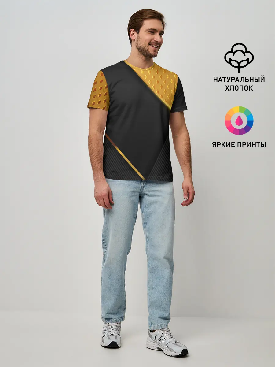 Мужская базовая футболка / 3D BLACK & GOLD