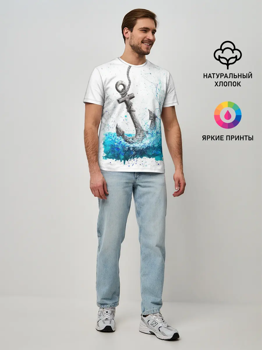 Мужская базовая футболка / Якорь На Холсте