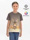 Детская базовая футболка / заяц в цветочках