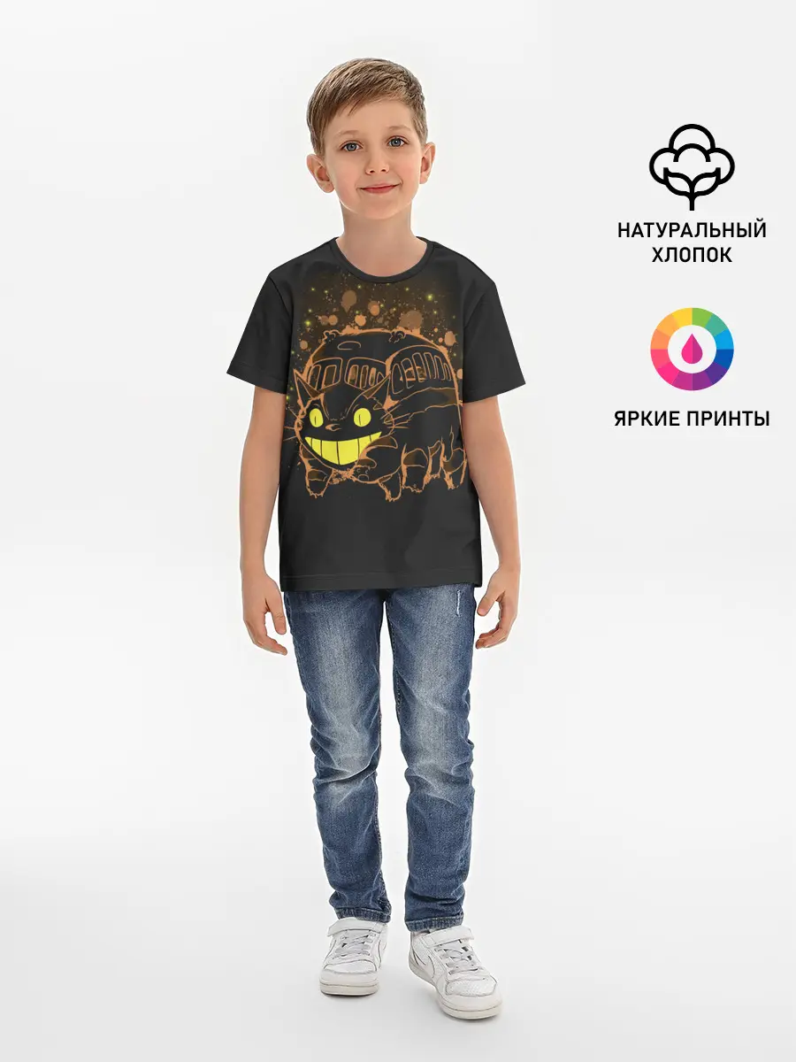 Детская базовая футболка / My Neighbor Totoro оранжевый кот