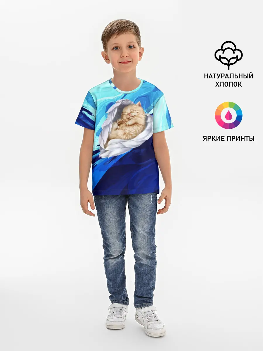 Детская базовая футболка / Котик Ангелочек