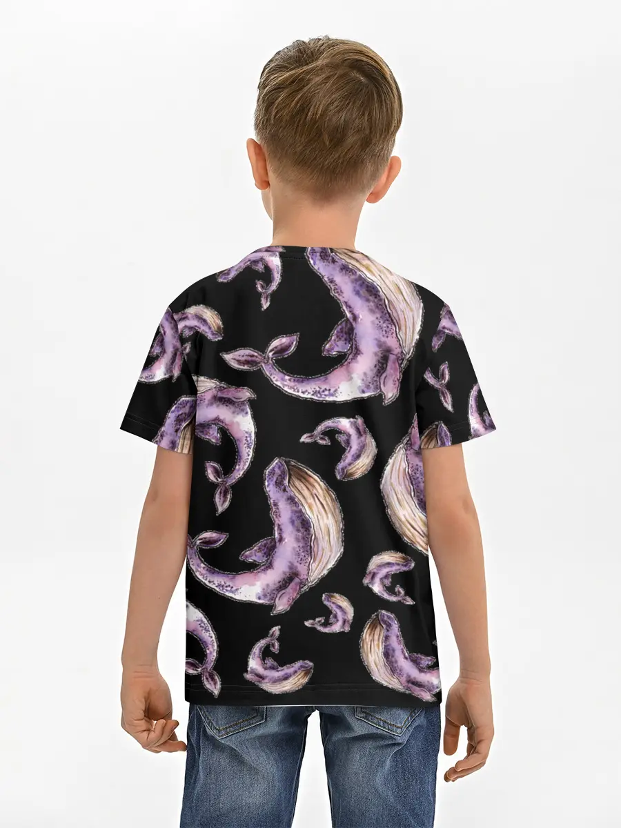 Детская базовая футболка / Лиловые киты
