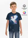 Детская базовая футболка / Милый пегас единорог с радужной гривой