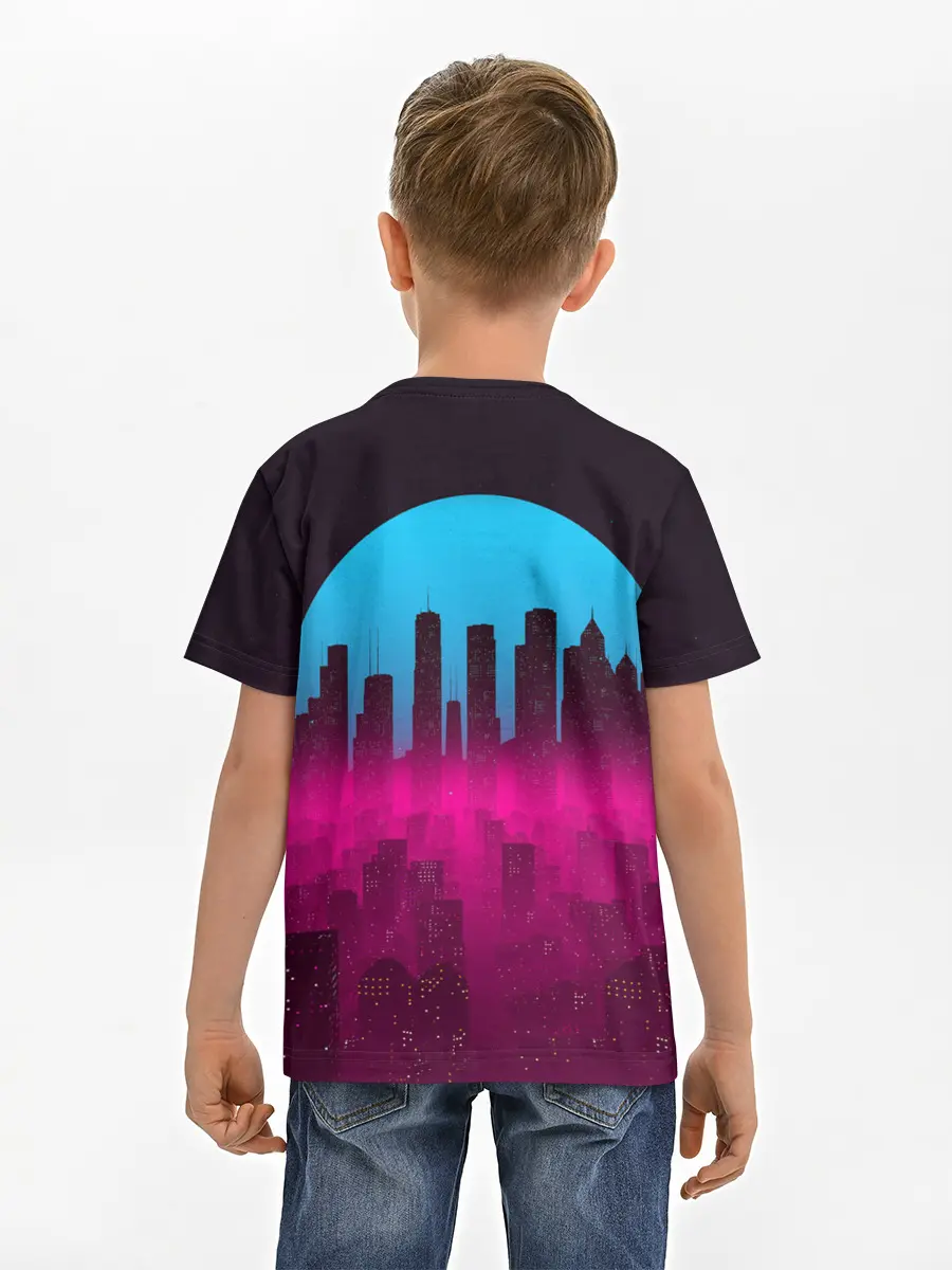 Детская базовая футболка / НЕОНОВЫЙ ГОРОД