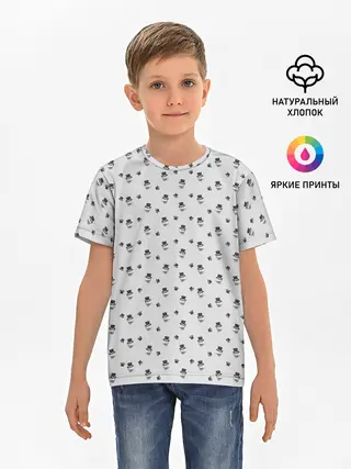 Детская базовая футболка / Сэр Троглодит - Паттерн, серый