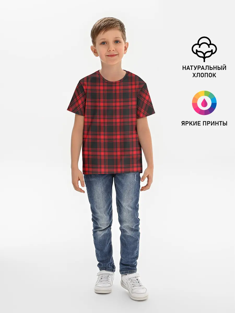 Детская базовая футболка / Красная клетка