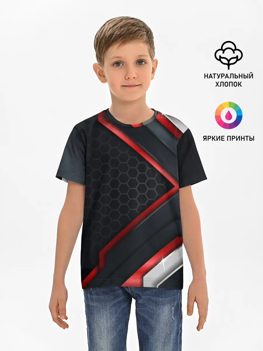 Детская базовая футболка / luxury Black 3D СОТЫ