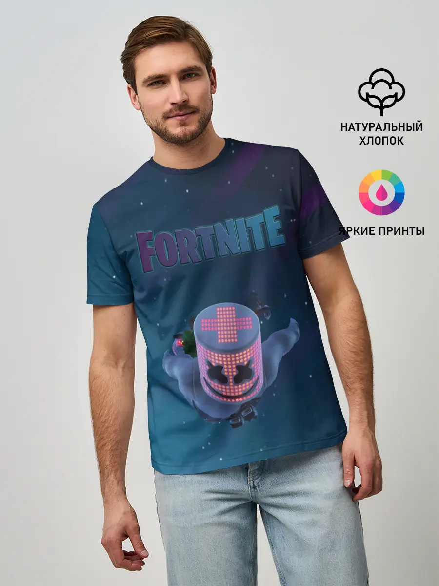 Мужская базовая футболка / Fortnite x Marshmello