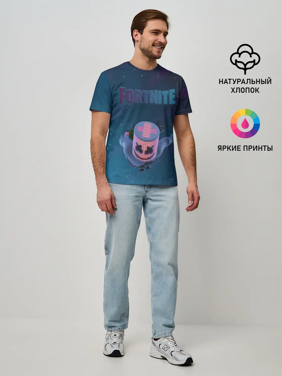 Мужская базовая футболка / Fortnite x Marshmello