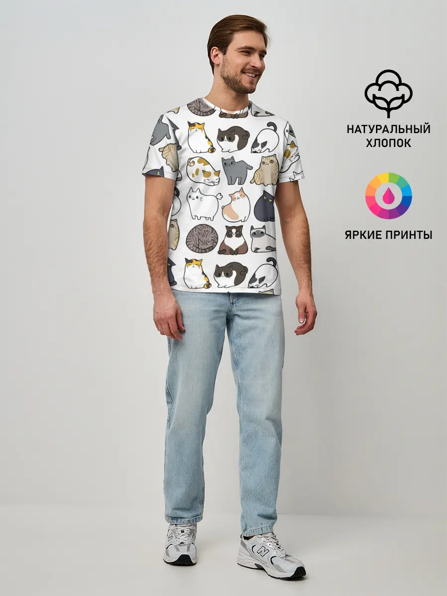 Мужская базовая футболка / Котики