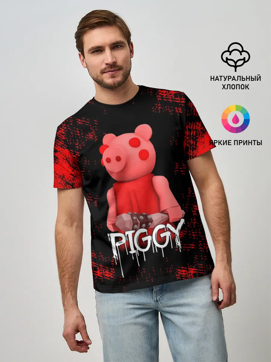 Мужская базовая футболка / ROBLOX PIGGY - СВИНКА ПИГГИ