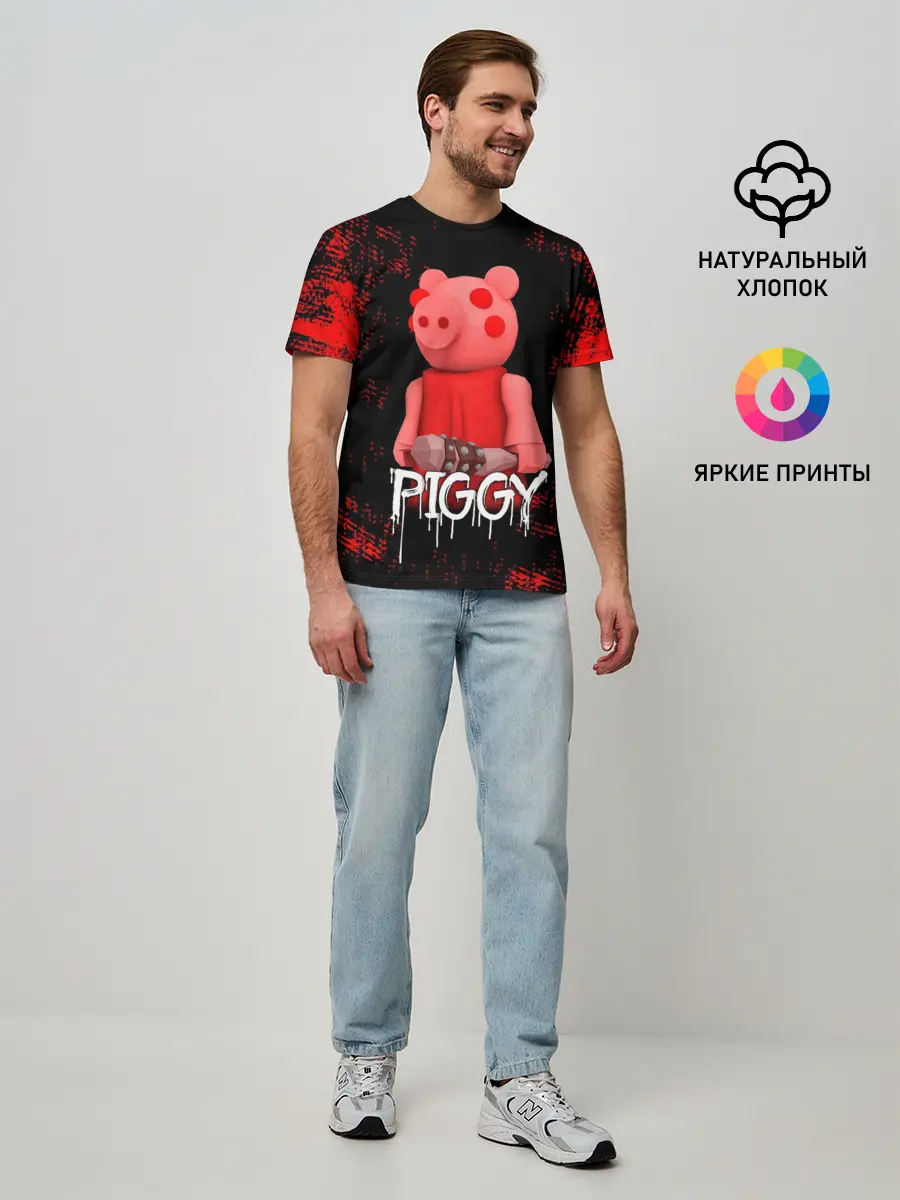 Мужская базовая футболка / ROBLOX PIGGY - СВИНКА ПИГГИ