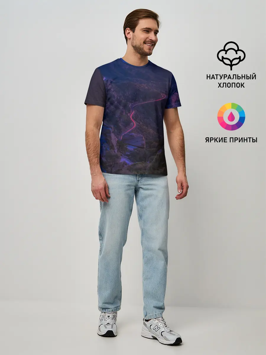 Мужская базовая футболка / НЕОНОВАЯ ДОРОГА